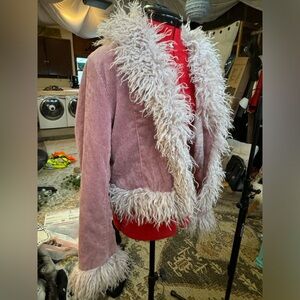 Fur trimmed corduroy jacket